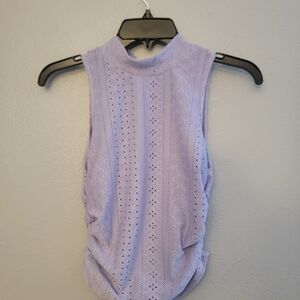 SHEIN Lavender Eyelet Mock Neck Tank